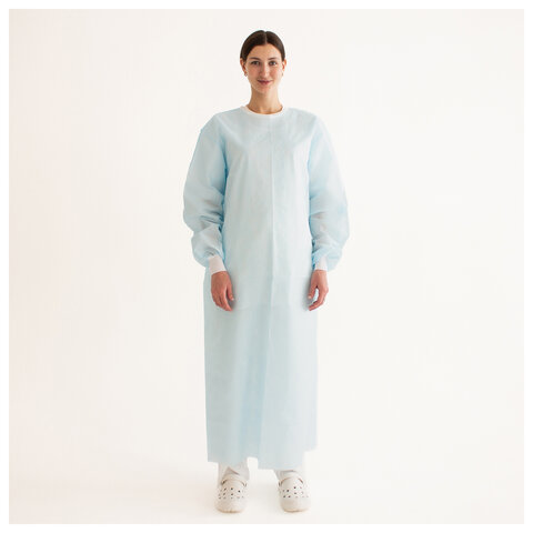 Халат хирургический стерильный 140 см, 52-54 р., манжета, спанбонд 25 г/м2, ГЕКСА, голубой