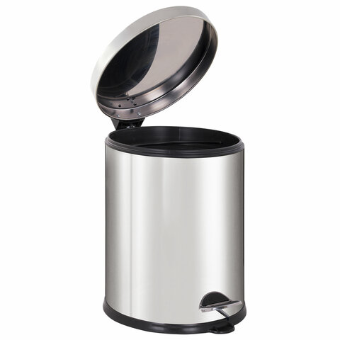 Ведро мусорное с педалью 12 литров "Classic Plus", ЗЕРКАЛЬНОЕ, нержавеющая сталь, со съемным внутренним ведром, LAIMA, ТУРЦИЯ, 608113