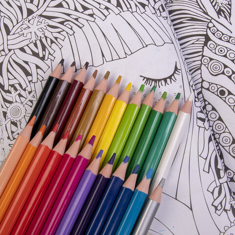 Карандаши цветные BRAUBERG PREMIUM, 24 цвета, трехгранные, грифель 3 мм, 181663