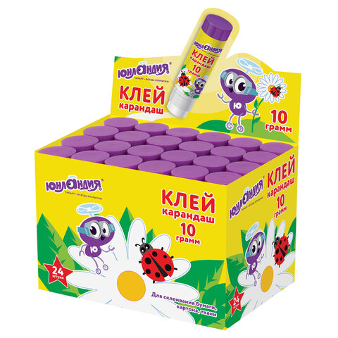 Клей-карандаш ЮНЛАНДИЯ "ЮНЛАНДИК И БОЖЬЯ КОРОВКА", 10 г, улучшенный, 271137