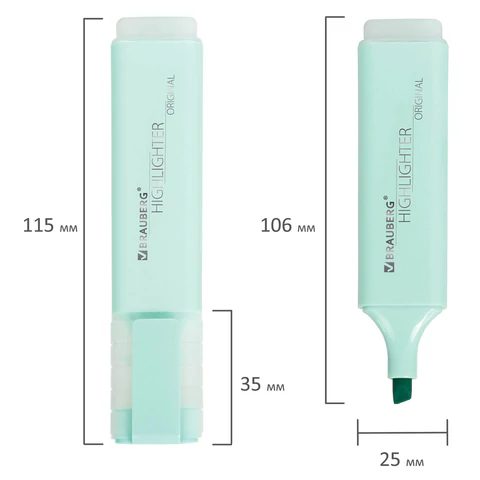 Текстовыделитель BRAUBERG "ORIGINAL PASTEL", БИРЮЗОВЫЙ, линия 1-5 мм, 151694