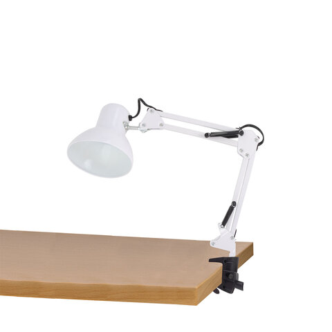 Настольная лампа-светильник SONNEN TL-006, струбцина, 40 Вт, Е27, белый, высота 50 см, 237649