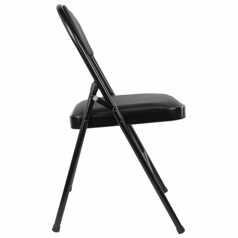 Стул складной BRABIX "Golf Plus CF-003 Комфорт", черный каркас, кожзам черный, 531566