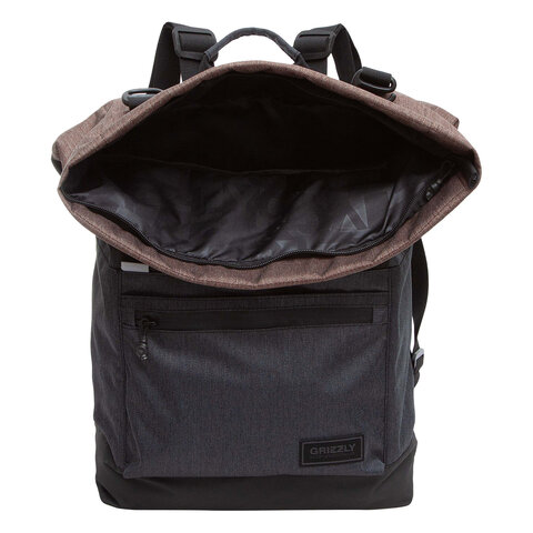 Рюкзак GRIZZLY, карман-антивор, с клапаном, трансформируемый объем, "ROLLTOP", 42х29х11 см, RQL-315-1/2