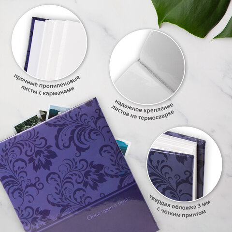 Фотоальбом BRAUBERG на 304 фото 10х15 см, твердая обложка, "Вдохновение", темно-синий, 391123