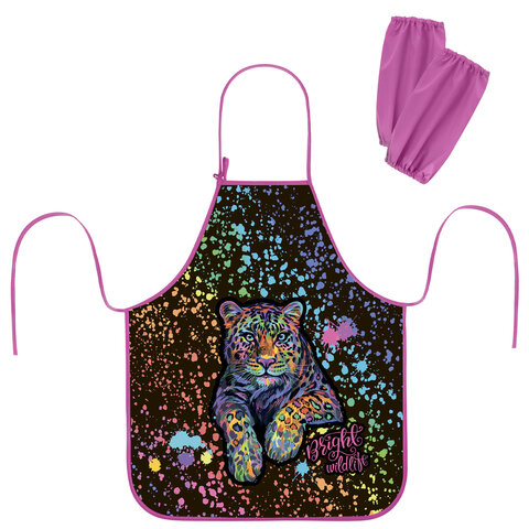 Фартук с нарукавниками для уроков труда ЮНЛАНДИЯ, регулировка по росту, 46х54 см, "Bright wildlife", 273764