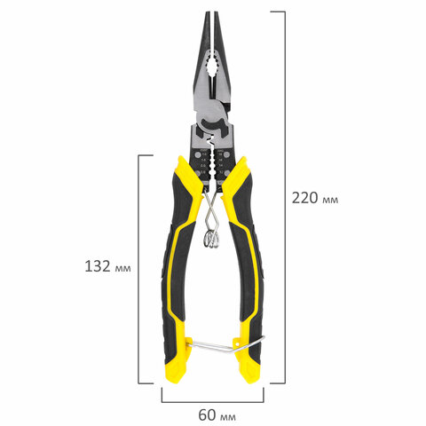 Длинногубцы многофункциональные 12 в 1, 220 мм, CR-V – хромванадиевая сталь, ГРАНДМАСТЕР, LNP-220, 671254