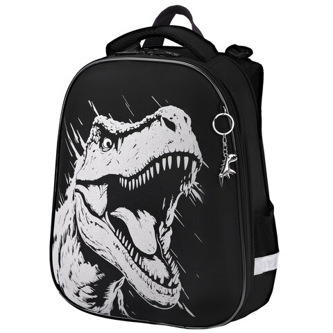 Ранец BRAUBERG SHINY, 2 отделения, с брелком, Scary dino, СВЕТЯЩИЙСЯ РИСУНОК, 38х28х14 см, 273143