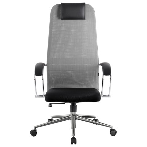 Кресло офисное BRABIX PREMIUM "Ultimate EX-800" хром, плотная двойная сетка Х2, черное/серое, 532912