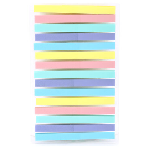 Закладки клейкие пастельные BRAUBERG PASTEL, 44х4 мм, 300 штук (15 блоков х 20 листов), 116683