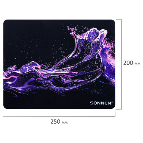 Коврик для мыши SONNEN "NEON SPLASH" резина + ткань, 250х200х2 мм, 513957