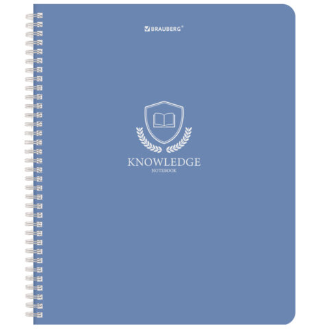 Тетрадь А5, 48 л., BRAUBERG, гребень, клетка, матовая ламинация, "Knowledge" (микс в спайке), 405324
