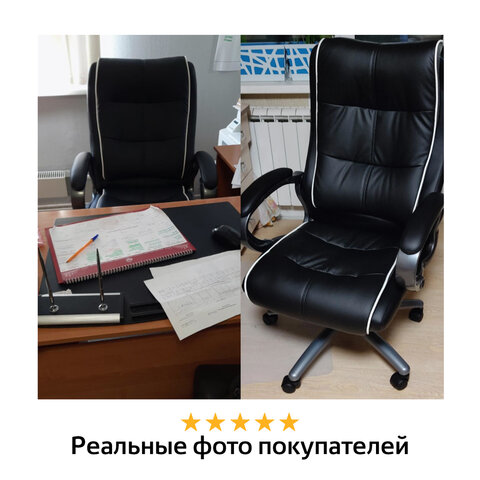 Кресло офисное BRABIX PREMIUM "Strong HD-009", НАГРУЗКА до 200 кг, экокожа черная, ткань серая, 531945