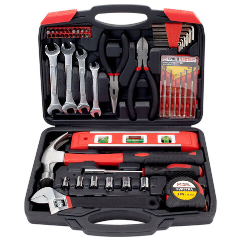 Набор инструментов универсальный, 51 предмет, пластиковый кейс, ГРАНДМАСТЕР, 671333