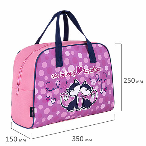 Сумка для занятий BRAUBERG с ручками, 35x25x15 см, "Friendly kittens", 271589