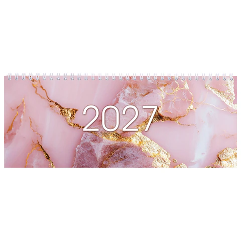 Планинг датированный 2027 285х112мм, STAFF, гребень, картонная обложка, 64 листа, "Мрамор", 118705