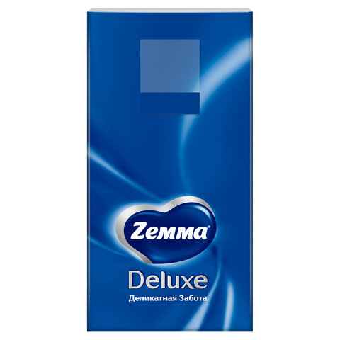 Платочки бумажные носовые ZEMMA/ZEWA Deluxe 3-слойные, СПАЙКА 10 пачек по 10 шт., 21х21 см, 511741