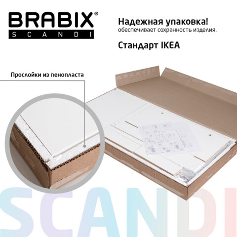 Стол письменный/компьютерный BRABIX "Scandi CD-017", 900х450х750 мм, 2 ящика, белый, 641894, ЦБ013706-1