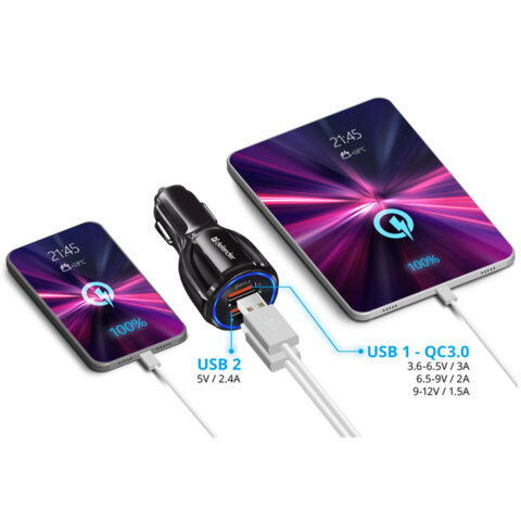 Зарядное устройство АВТОМОБИЛЬНОЕ, 2 порта USB, выходной ток 3А, черное, DEFENDER UCA-100, 83833