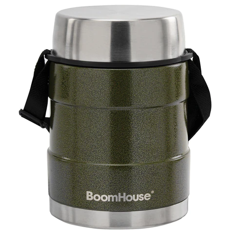 Термос 1,2 л для еды/напитков с широким горлом, BOOMHOUSE (БУМХАУС) RIBBED, контейнер, нержавеющая сталь SUS304, 700323