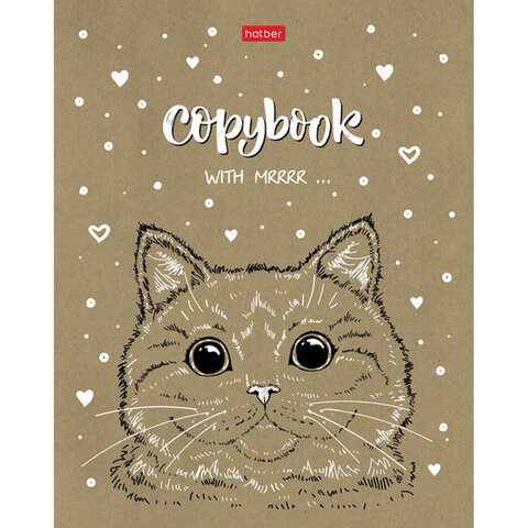Тетрадь А5, 48 л., HATBER, скоба, клетка, обложка крафт-картон, "Милые зверьки" (микс в спайке), 066339, 48Т5В1