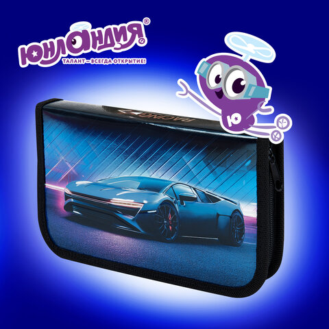 Пенал ЮНЛАНДИЯ, 1 отделение, металлизированный картон, конгрев, 19х11 см, "Street power", 272282