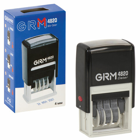 Датер-мини месяц буквами, оттиск 22х4 мм синий, GRM 4820, 124361131