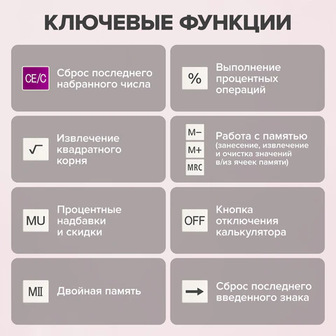 Калькулятор настольный BRAUBERG EXTRA PASTEL-12-PR (206x155 мм), 12 разрядов, двойное питание, СИРЕНЕВЫЙ, 250489
