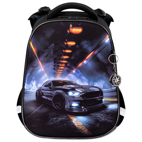 Ранец BRAUBERG ORIGINAL, 2 отделения, с брелком, "Tunnel car", 38х29х16 см, 274406
