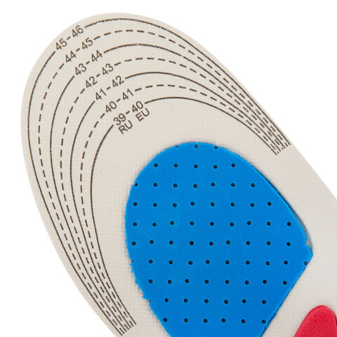 Стельки для обуви СПОРТИВНЫЕ, материал EVA SPORT, размер RU 39-45 / EU 40-46, с линиями выреза, SHEGRA (ШЕГРА), 700747