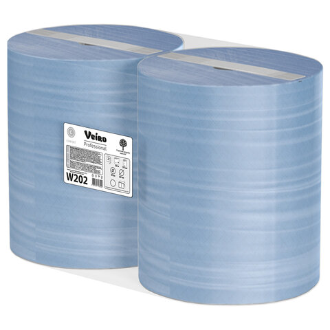 Бумага протирочная VEIRO (Система W1), КОМПЛЕКТ 2 шт., 1000 листов в рулоне, 33х35 см, 2-слойная, Comfort, W202