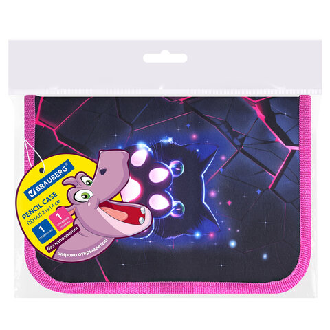 Пенал BRAUBERG, 1 отделение, 1 откидная планка, полиэстер, 21х14 см, "Pink lava", 273522