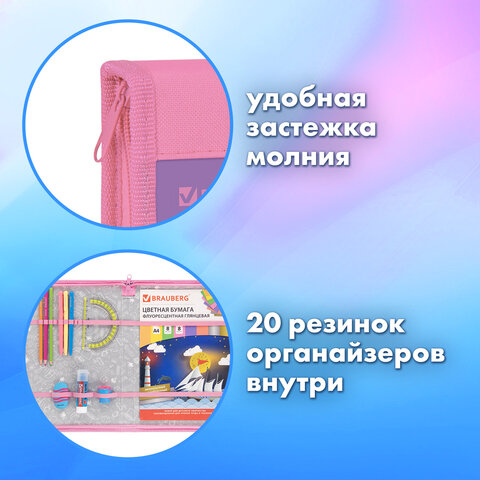 Папка на молнии BRAUBERG А4 с ручкой, с органайзером, 1 отделение, "Paw prints", 273383