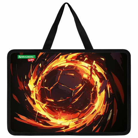 Папка на молнии с ручками BRAUBERG KIDS А4, 1 отделение, пластик, 100 мм, "Fire split", 273378