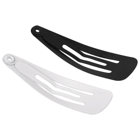 Заколки для волос НАБОР 10 шт., 4 см, клик-клак, глянцевый черный, перламутровый белый, MONTE VITA (МОНТЕ ВИТА), 457085