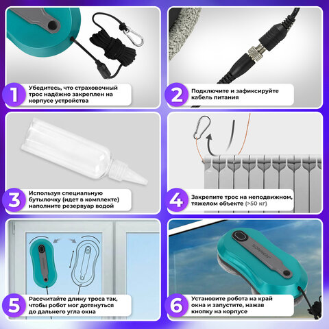 Робот-мойщик окон SONNEN Tech RWC-124 DUAL SPRAY, датчик от падения, 26 салфеток, приложение, 456237