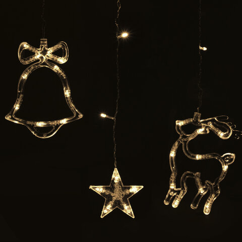 Электрогирлянда-занавес комнатная "Фигурки", 3х1 м, 120 LED, тёплый белый, 220 V, контроллер, ЗОЛОТАЯ СКАЗКА, 591361