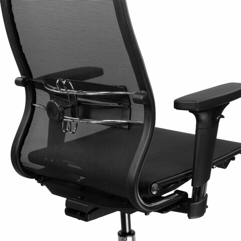 Кресло МЕТТА "ErgoLife" 10 B1-104D, хром, синхромеханизм, 2D-подлокотники, прочная сетка, черное