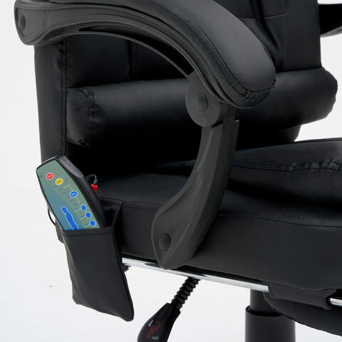 Кресло офисное CROMEX (КРОМЕКС) "Lounge MS-007", подножка, 6 массажных модулей, экокожа, черное, 532960