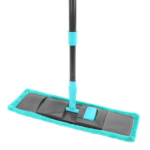 Швабра КОМПЛЕКТ флаундер 40 см + МОП микрофибра (ТИП К) + черенок 70-120 см, ЛЮБАША БЮДЖЕТ, 700052