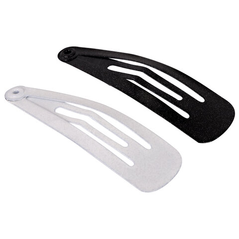 Заколки для волос НАБОР 10 шт., 4 см, клик-клак, глянцевый черный, перламутровый белый, MONTE VITA (МОНТЕ ВИТА), 457085