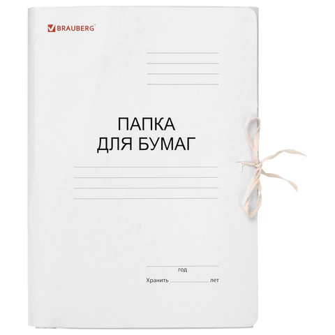 Папка для бумаг с завязками картонная мелованная BRAUBERG, гарантированная плотность 320 г/м2, до 200 листов, 121513