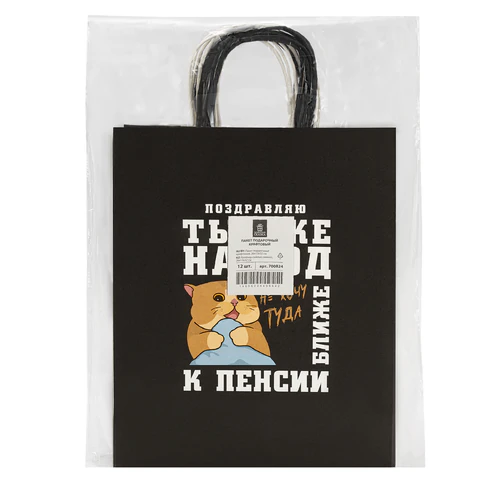 Пакет подарочный (1 штука) 26х13х32 см (L) "Funny Notes", ассорти, крафт, ЗОЛОТАЯ СКАЗКА, 700824