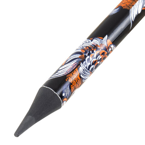 Карандаш чернографитный с принтом BRAUBERG "FISH KOI", 1 шт., HB, с ластиком, корпус ассорти, 182027