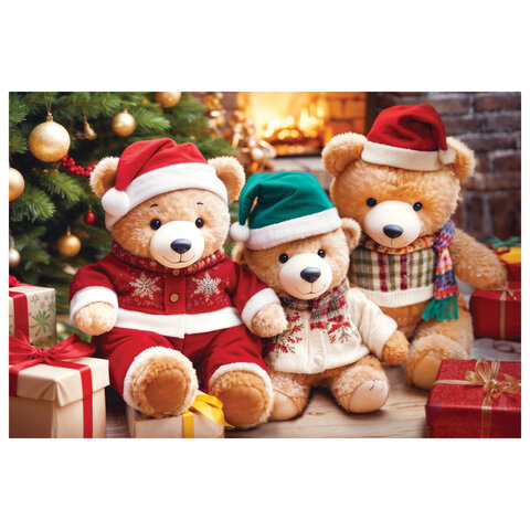 Пазл картонный НОВОГОДНИЙ 260 элементов АССОРТИ, 220х330 мм, HATBER