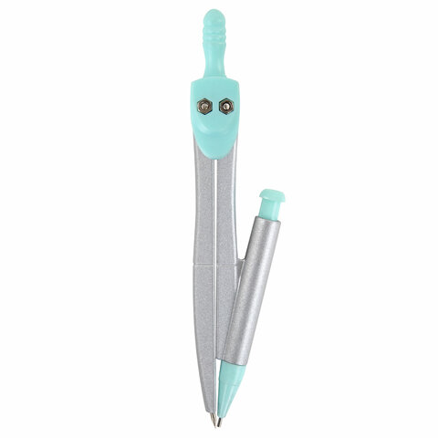 Готовальня BRAUBERG SCHOOL KIT, 9 предметов, циркуль 125 мм, чертежные принадлежности, мятный цвет, 210716