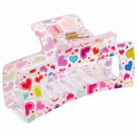 Краб для волос 8,5 см, прозрачный с рисунком, АССОРТИ, MONTE VITA (МОНТЕ ВИТА), 457005