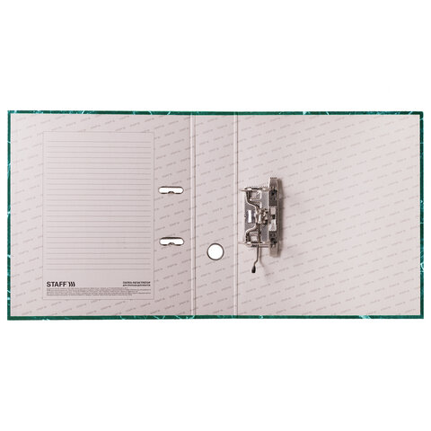 Папка-регистратор STAFF "Basic" БЮДЖЕТ с мраморным покрытием, 70 мм, без уголка, зеленая, 229620