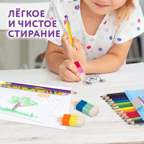Набор ластиков фигурных ЮНЛАНДИЯ "СЛАДКИЕ ИСТОРИИ", 3 шт., ассорти, 229594