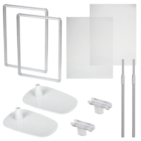 Стойка-инфодержатель напольная КОМПЛЕКТ 2 шт., А4 (высота трубки до 55 см) ПРОЗРАЧНАЯ, 202356